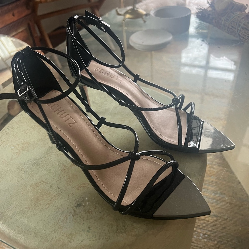 Brand New!! Schutz , strappy black heels , size 6